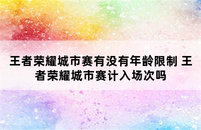 王者荣耀城市赛有没有年龄限制 王者荣耀城市赛计入场次吗